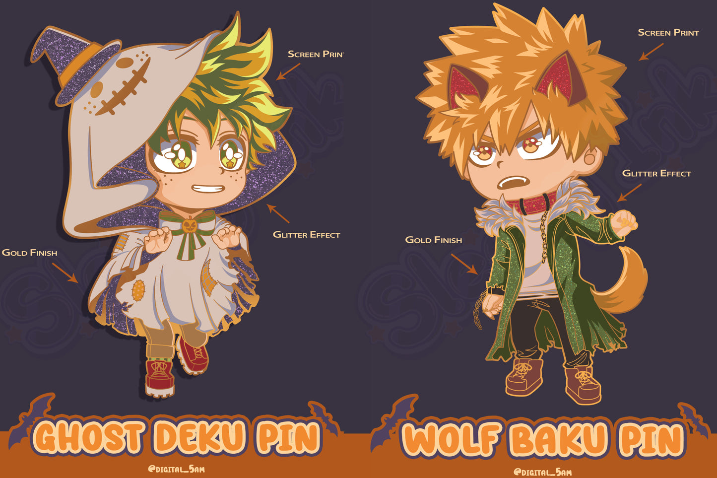 Spooky Season Special: Katsuki Wolf & Deku Ghost Pins 🎃